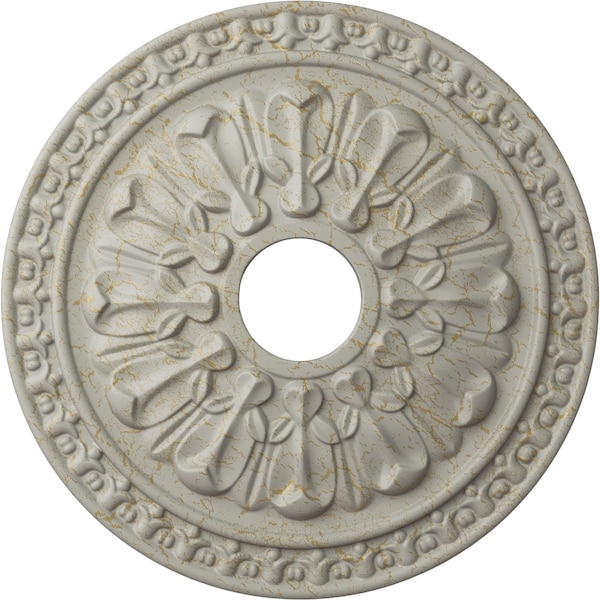 Ekena Millwork Warsaw Ceiling Medallion (Canopies up to 3 1/2"), 18"OD x 3 1/2"ID x 1 3/8"P, Pot of Cream Crackle CM18WAPCC - main